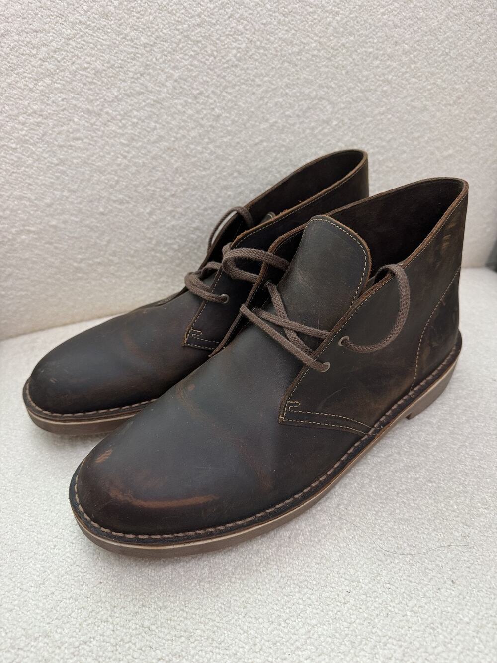 Clarks Chukka Boots Mens 11.5 W Brown Leather Lace Up Ankle Desert Casual
